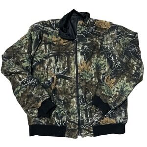 SuperFlage Mens Real Tree Camo Bomber Jacket Full Zip Insulated Large RN 89948